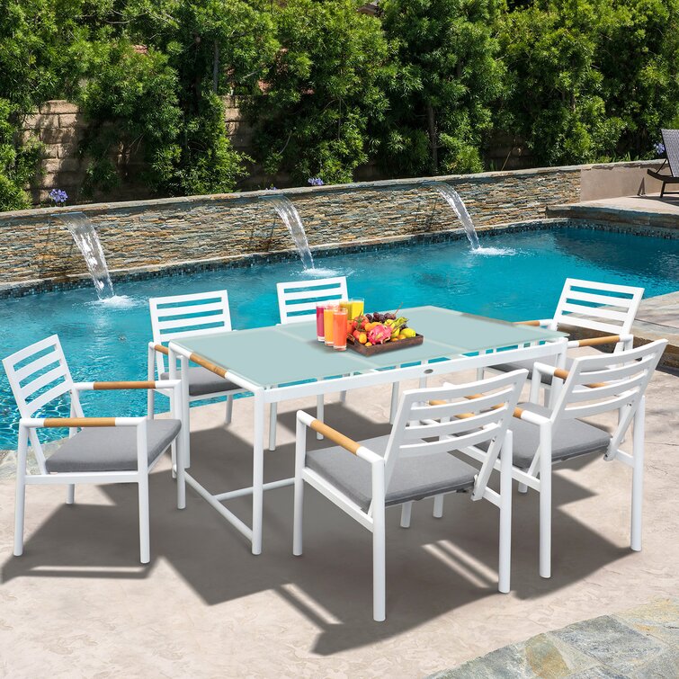 Aluminum and glass outdoor best sale dining table